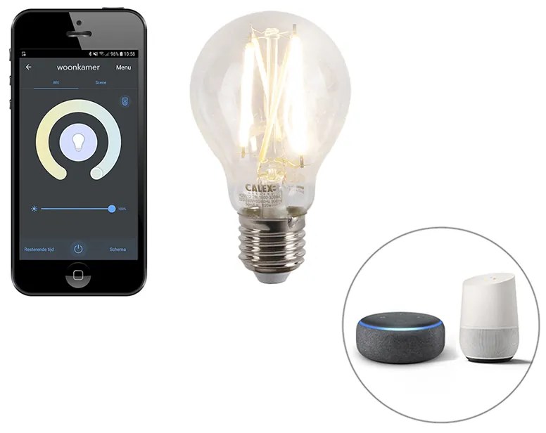 Inteligentná stojaca lampa čierna vrátane WiFi žiarovky A60 - Lofty