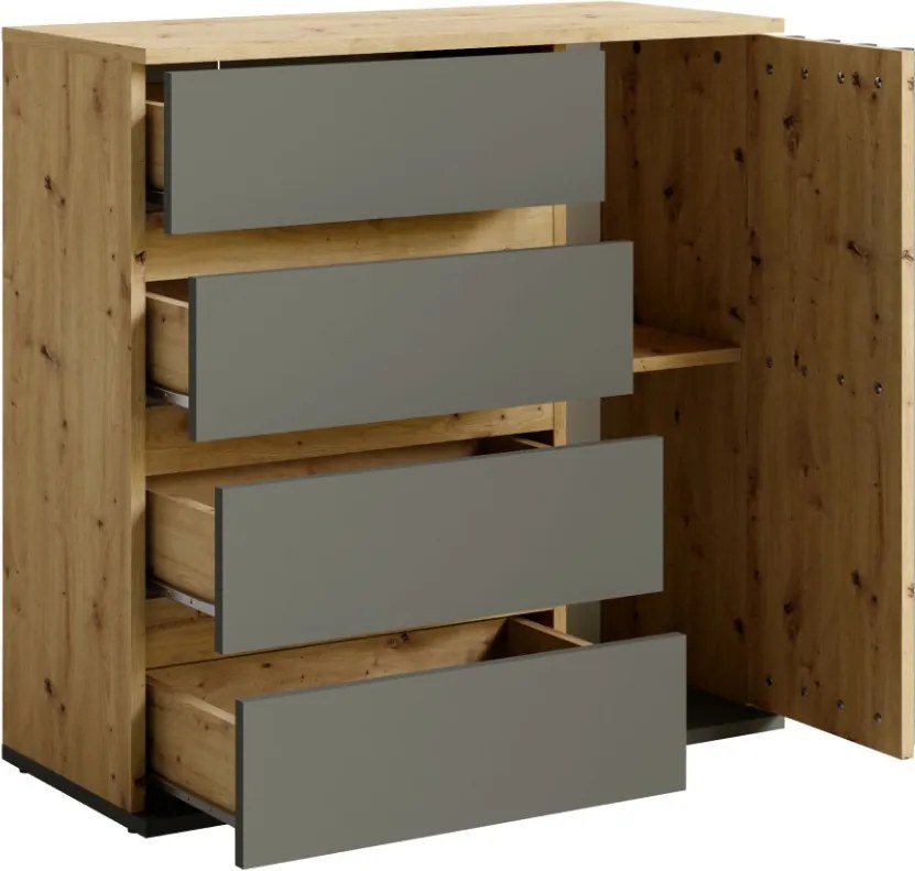 PREDSIEŇOVÁ STENA ESTER ŠEDÁ + DUB ARTISAN 120 cm