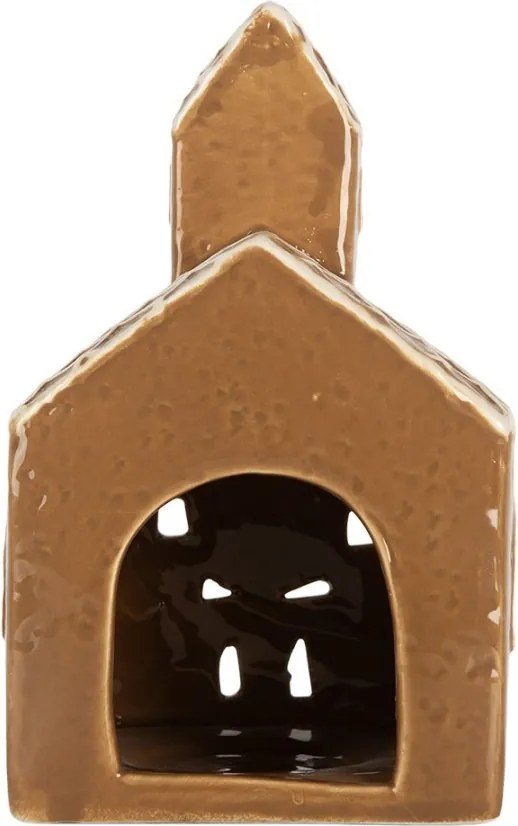 Hnedá chalúpka na čajovú sviečku Gingerbread Cott - 10*10*16 cm