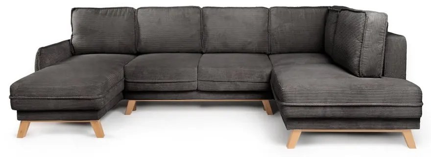 Sivá menčestrová rozkladacia rohová pohovka (pravý roh/do tvaru "U") Tori – Bonami Selection