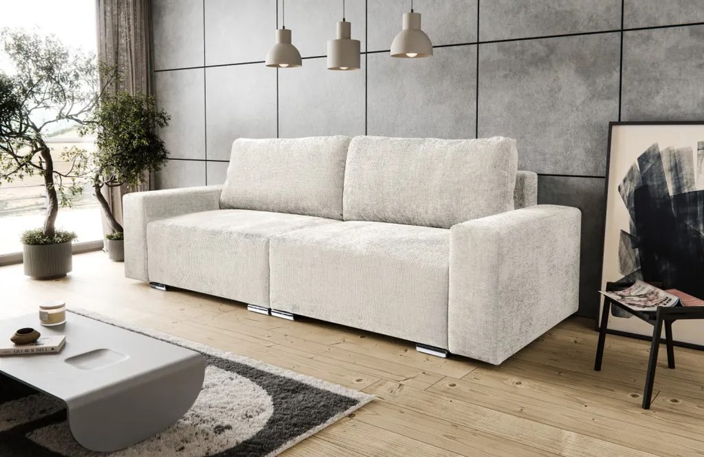 Rozkladacia pohovka Anafi, svetlo - krémová látka