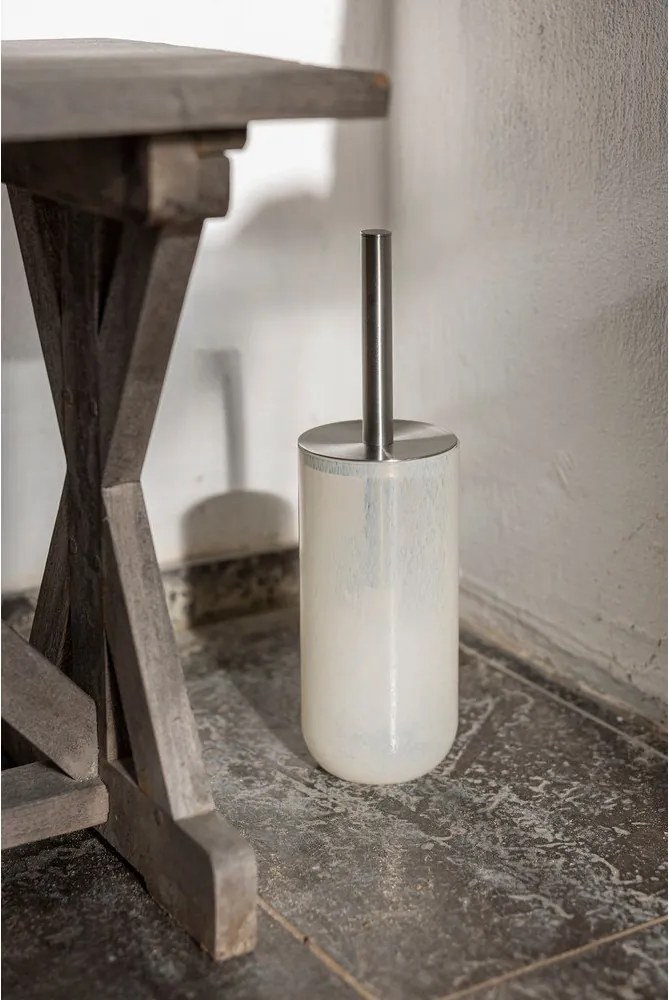 Krémovobiela sklenená WC kefa Opal – Mette Ditmer Denmark