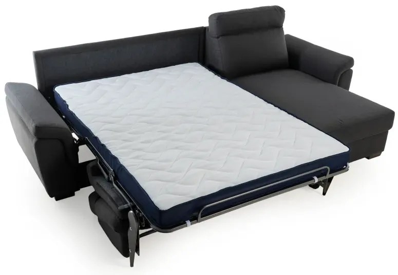 Rohová sedacia súprava na každodenné spanie AZZURRA br. FIORELLO s rozkladom, pravá, 140, tm. šedá (penelope 25)