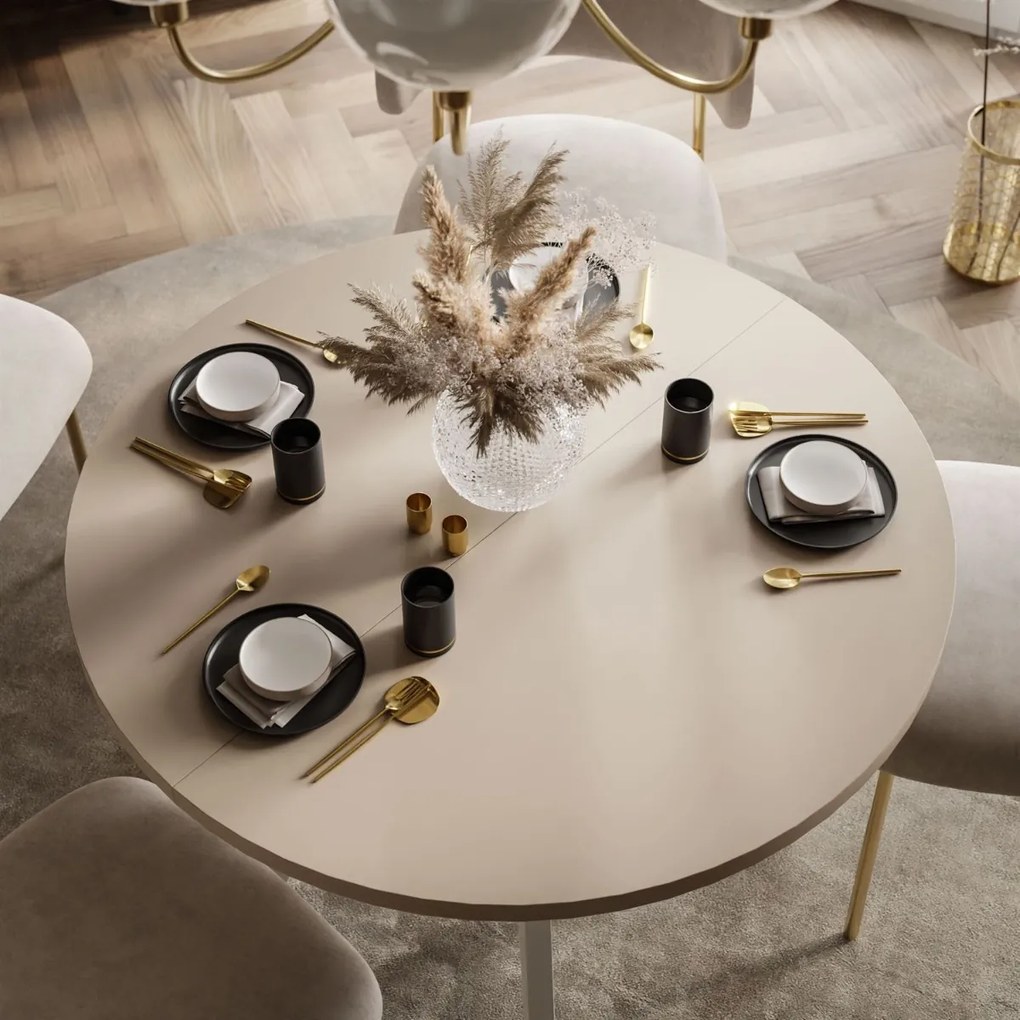 OKRÚHLY ROZKLADACÍ JEDÁLENSKÝ STÔL EWALD KAŠMÍR MATNÝ + BIELY 100/140 cm