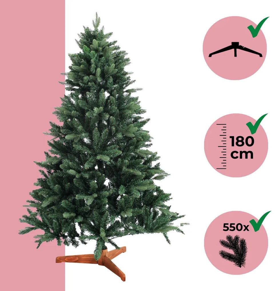 Umelý vianočný stromček FROST, 180cm, zelená Casaria