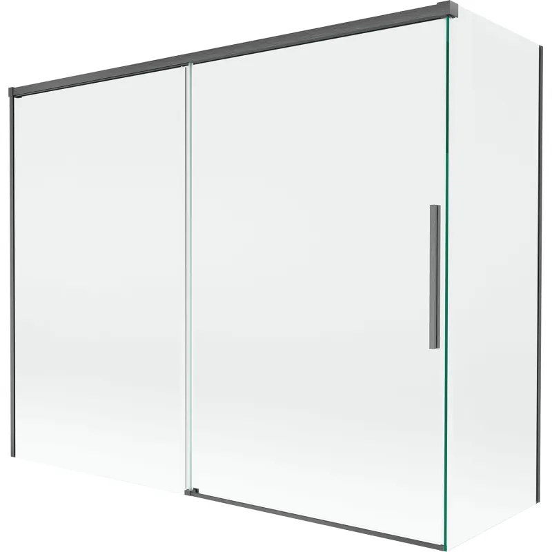 Mexen Rox, 2-krídlová posuvná vaňová zástena 190 + 90 x 150 cm, 8mm číre sklo, brúsený grafit profil, 8C9-190-090-66-00