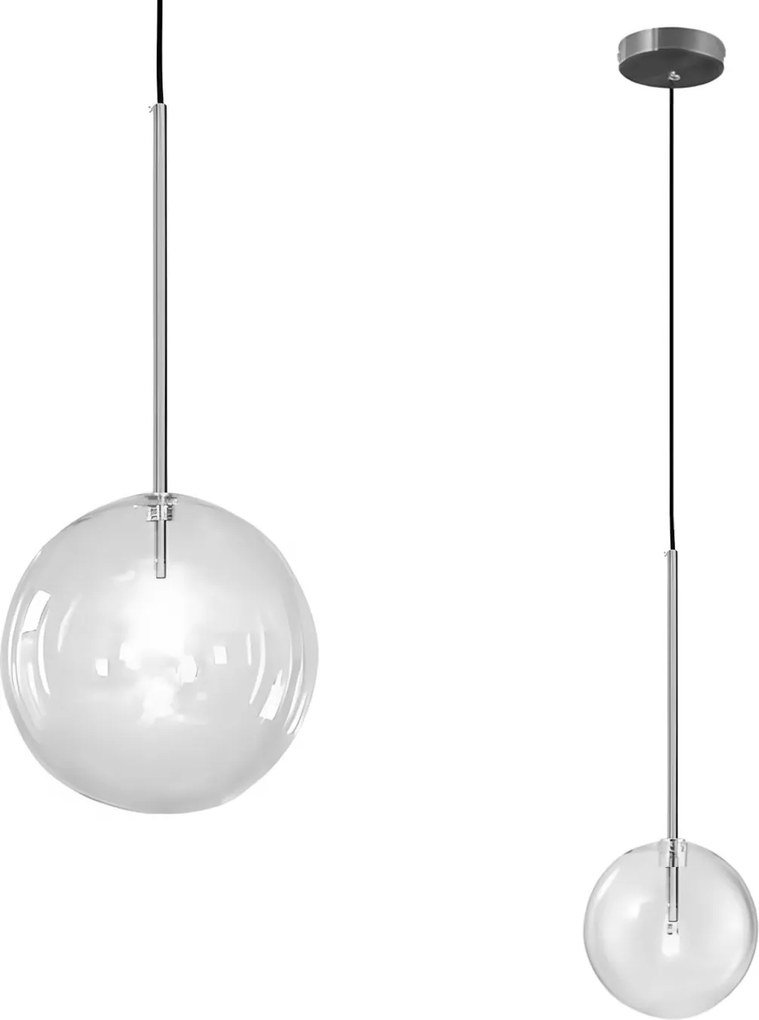 Toolight Toolight, sklenené guľové závesné stropné svietidlo 15cm, 1xG4, APP1682-1CP, chrómová, OSW-04302