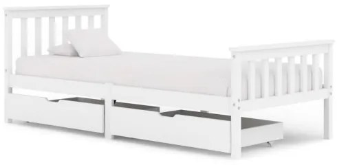 vidaXL Posteľný rám, 2 zásuvky, biely, borovica 90x200 cm-