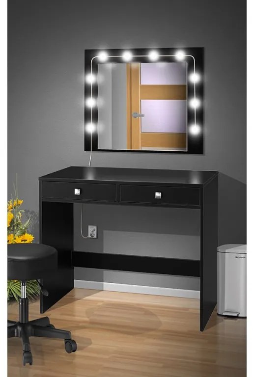 Nabytekmorava Toaletný stolík s LED osvetlením a zrkadlom farba lamina: orech lyon 9614