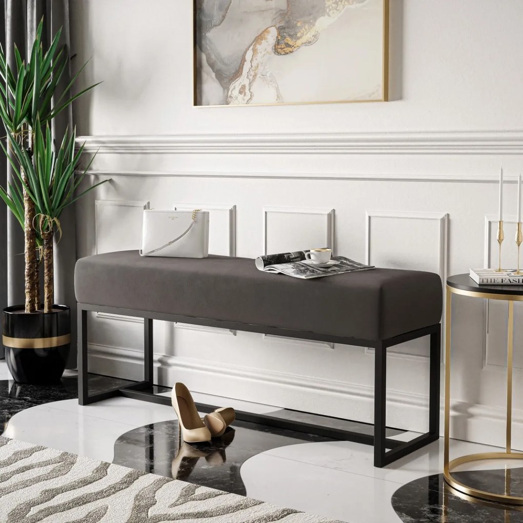 ČALÚNENÝ TABURET / LAVICA CLAUDIO + ČIERNY PODSTAVEC