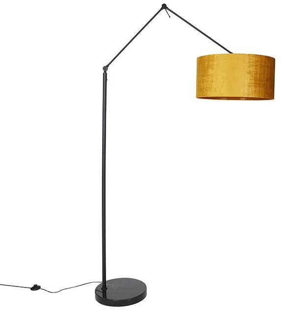 Moderná stojaca lampa čierna so zlatým tienidlom 50 cm - Editor