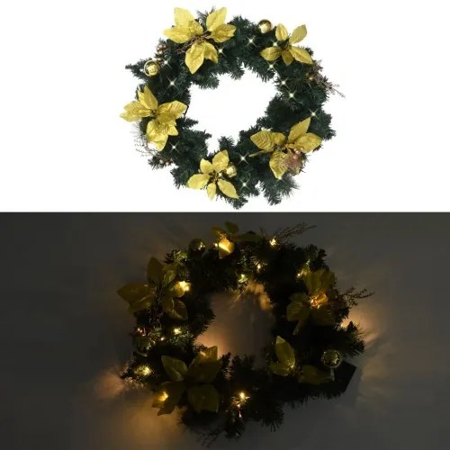 vidaXL Vianočný veniec s LED svetlami zelený 60 cm PVC-
