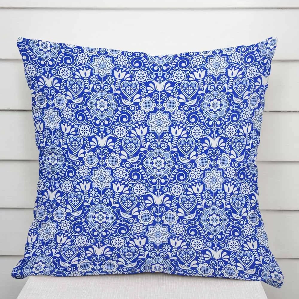 Biante Dekoračná obliečka na vankúš PML-100 Modro-biely ľudový ornament 30 x 50 cm