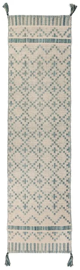 Béžovo-modrý bavlnený koberec Flair Rugs Leela, 60 x 200 cm