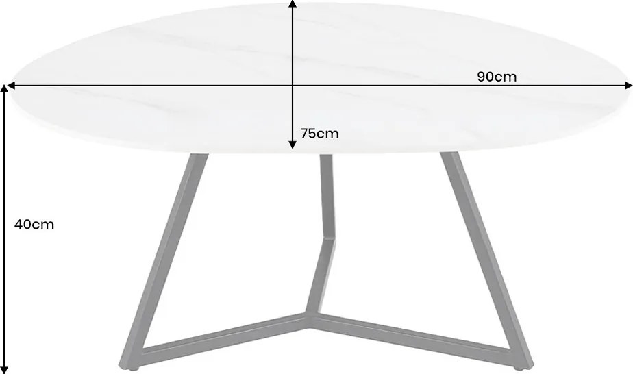 Keramický konferenčný stolík Paquita 90 cm biely