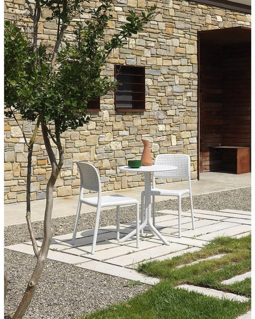 BORA BISTROT záhradná stolička bez podrúčok bianco