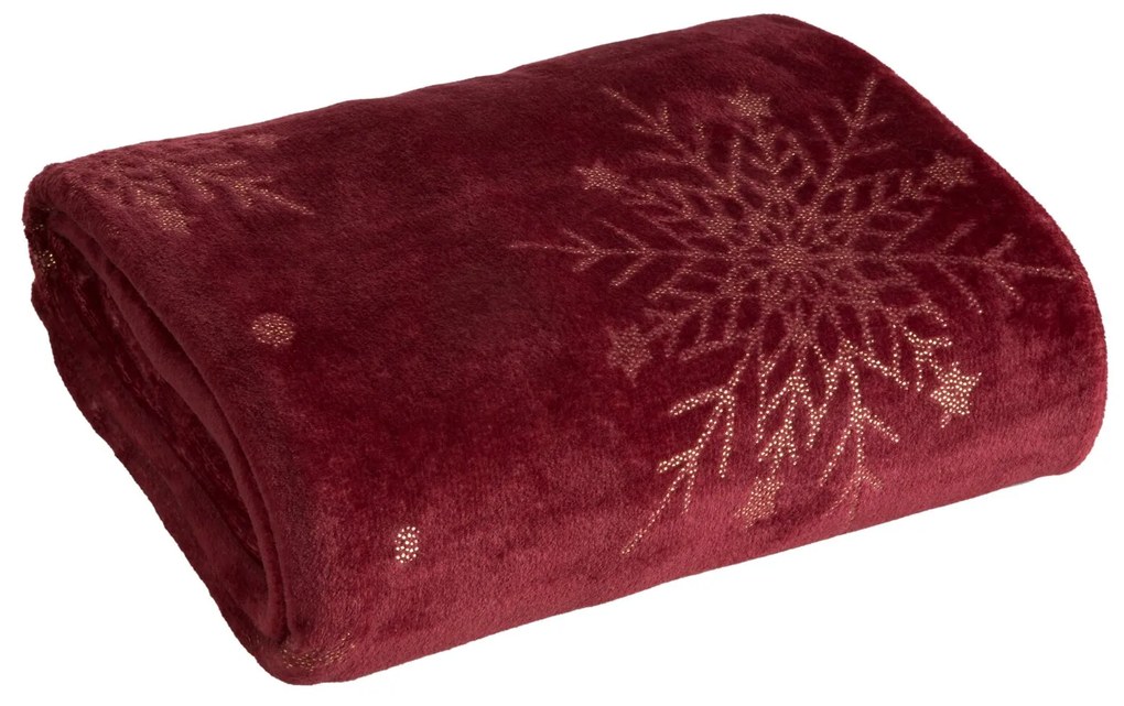 VIANOČNÁ FLANELOVÁ DEKA SNOW GOLD 150X200 CM VZOROVANÁ