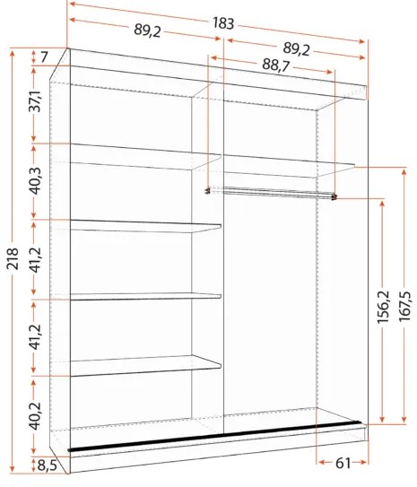 Šatníková skriňa MULTI35 183 cm dub sonoma/biela