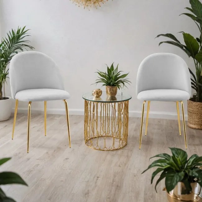 Jedálenská stolička FARGO zamatová, zlatá / sivá