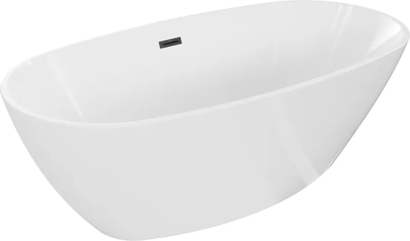 Mexen Eris, voľne stojaca vaňa 180 x 80 cm, biela, čierny matný prepad, 53441808000-70