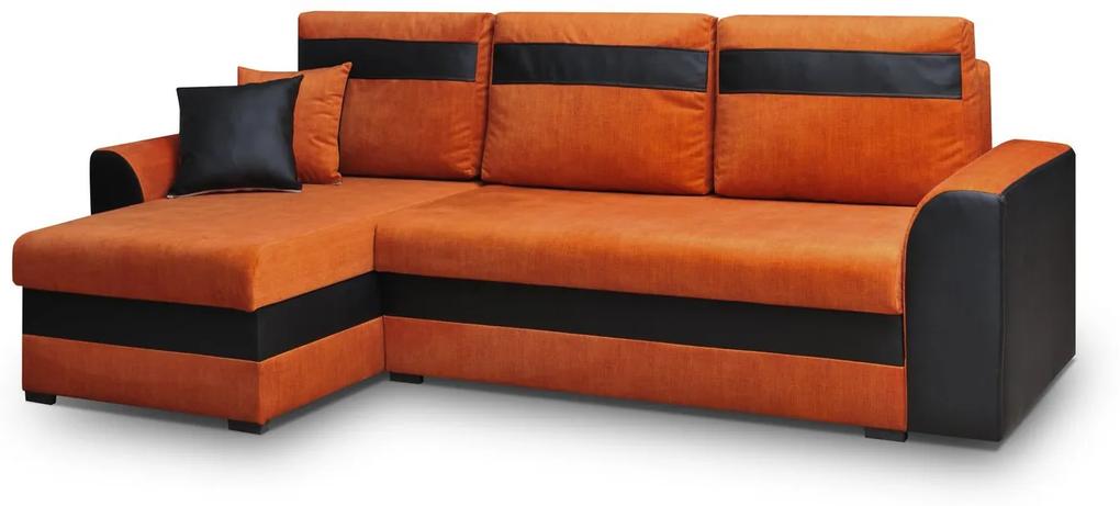 Rohová sedačka Madlyn (oranžová + čierna) (L). Vlastná spoľahlivá doprava až k Vám domov. 630022