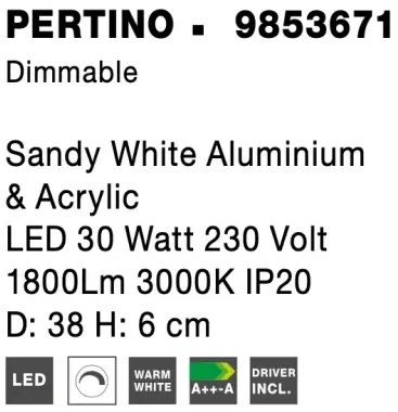 Stropné svietidlo LED so stmievaním Pertino 38 3000K biele