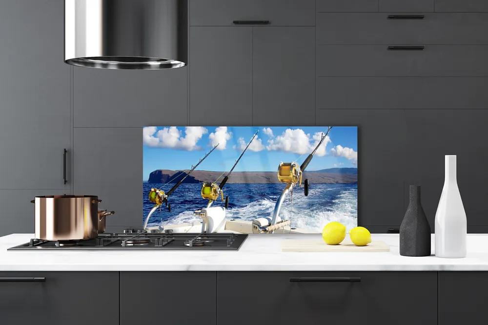 Sklenený obklad Do kuchyne Rybárčenie more príroda 125x50 cm