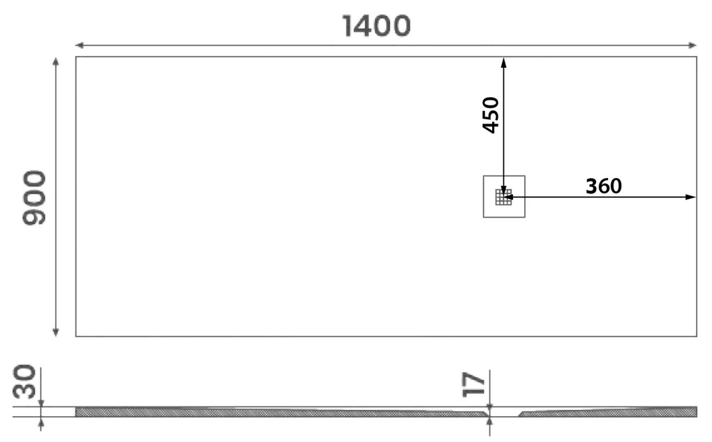 Gelco, MITIA sprchová vanička z liateho mramoru, obdĺžnik 140x90x3 cm, čierna, PMC14090