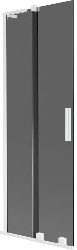 Mexen Velar L, 2-krídlová posuvná vaňová zástena 75 x 150 cm, 8mm šedé sklo, biela matná, 896-075-003-41-20