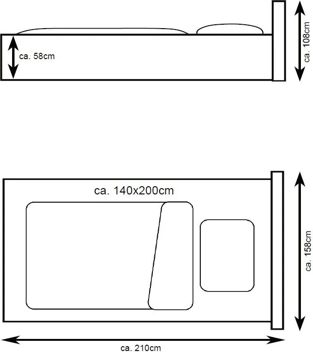 Posteľ Kalla 140x200 cm, svetlo hnedá taupe látka