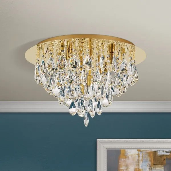 Orion DLU 2516/45-Krištáľové str. svietidlo CELESTE 6xG9/40W/230V pr. 45 cm zlatá