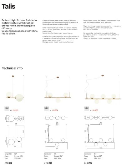 Redo 01-1635 - Luster na lanku TALIS 5xE14/28W/230V