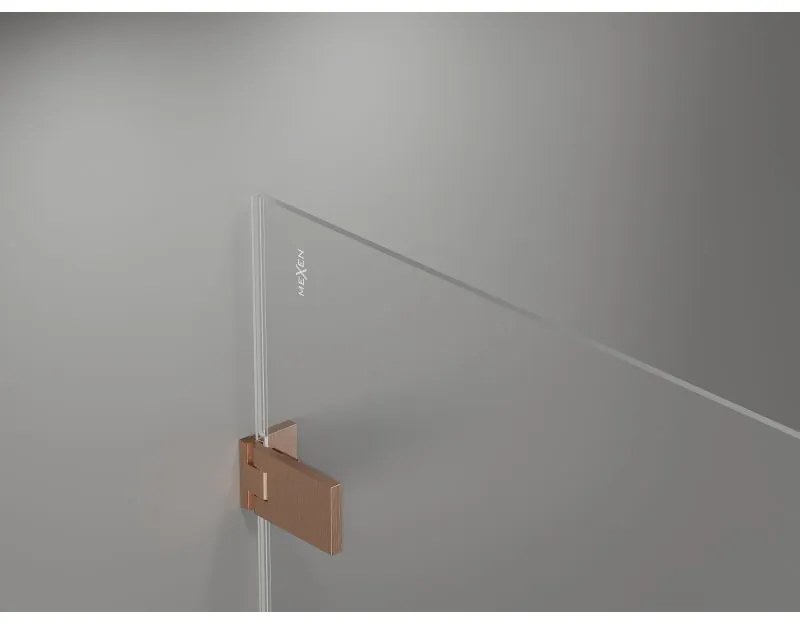 Mexen Lunar-F Duo, skladací sprchový kút 100 x 70 cm, 8mm číre sklo, profil medená matná, 836-100L-070P-65-00
