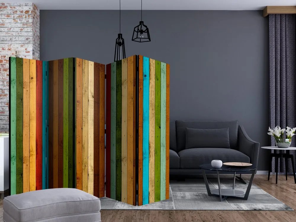 Artgeist Paraván - Wooden rainbow [Room Dividers]