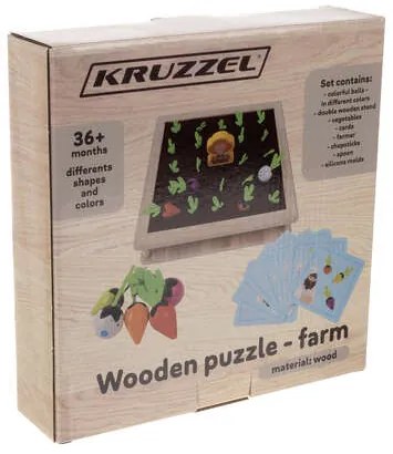Drevené puzzle 2v1 farma Kruzzel 22755