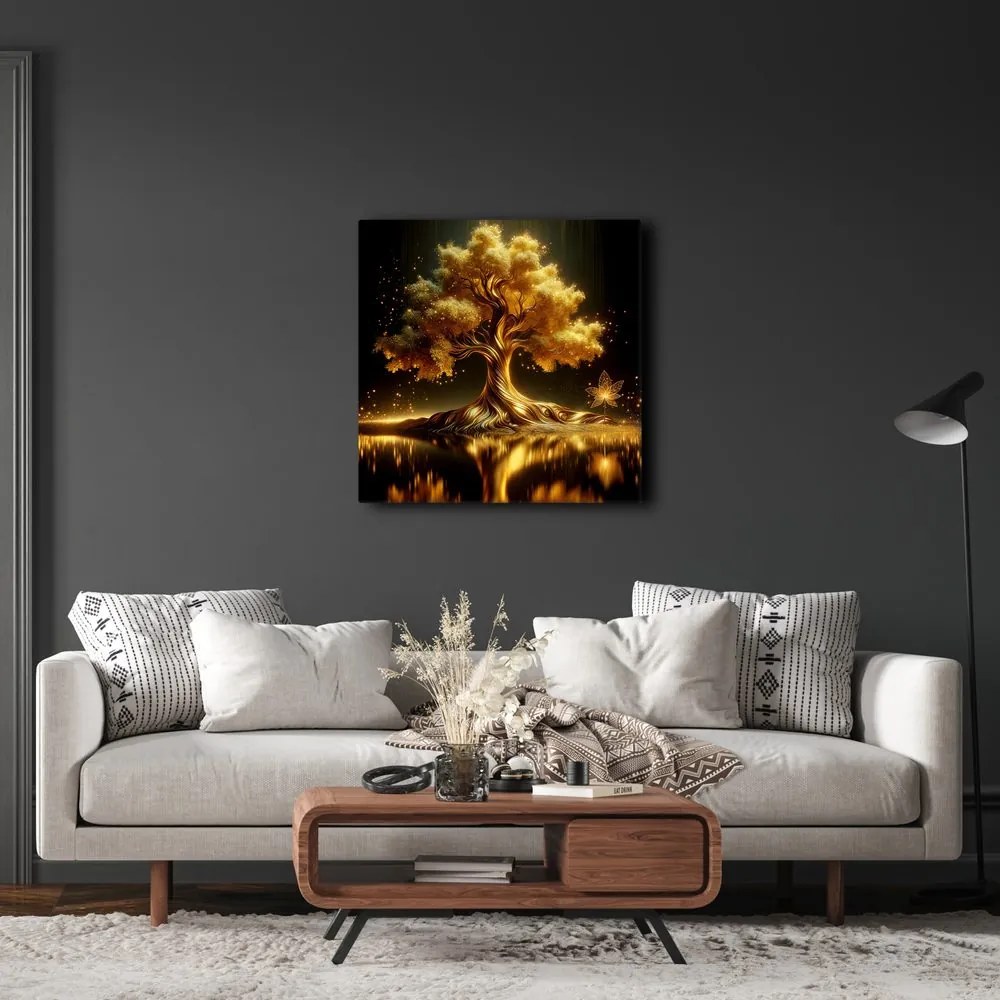 Obraz zlatý strom života pri jazere