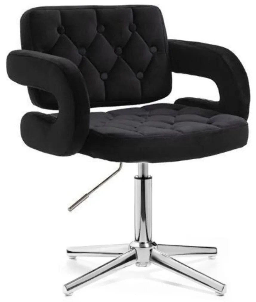 LuxuryForm DESIGN Kreslo ADRIA VELUR na striebornom kríži - čierne