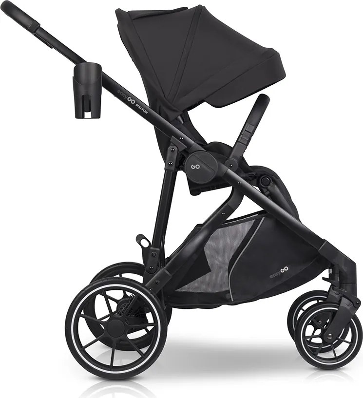 Súrodenecký kočík EasyGo Duoflex Ebony Black, 2 športové časti , 1 hlboká vanička