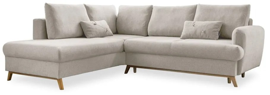 Béžová rozkladacia/s úložným priestorom rohová pohovka (ľavý roh/do L) Scandic Lagom – Miuform