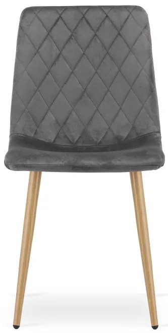 Set štyroch jedálenských stoličiek TURIN zamatové, tmavosivé / hnedé nohy (4 ks)
