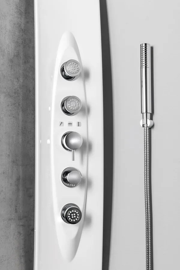 Polysan Polysan, MOLA rohový sprchový panel s termostatickou batériou 210x1300mm, bielá, 80372