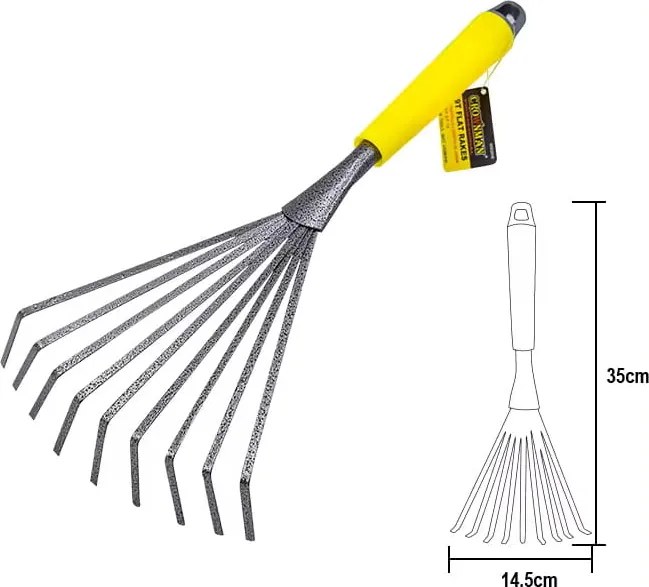 CROWNMAN Kovové hrable - 9 zubov - 37 cm