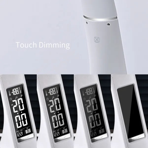 Immax 08949L - LED Stmievateľná stolná lampa s displejom LEATHER LED/7W/230V biela