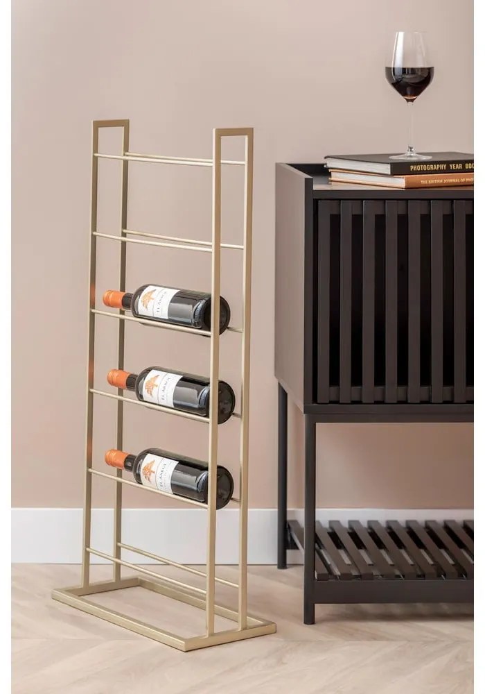 Kovový regál na víno v zlatej farbe počet fliaš 5 38x84,5x20 cm Single Floor – PT LIVING