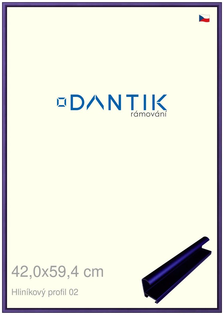DANTIK rám na obraz 42x59,4 | ALU modrá Azur matná (Plexi Čiré)