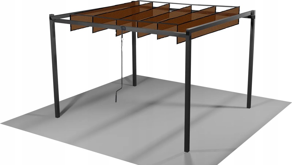 Garden Line ZÁHRADNÁ PERGOLA S POHYBLIVÝMI POLYKARBONÁTOVÝMI LAMELAMI 3 x 3 M HNEDÁ *4016