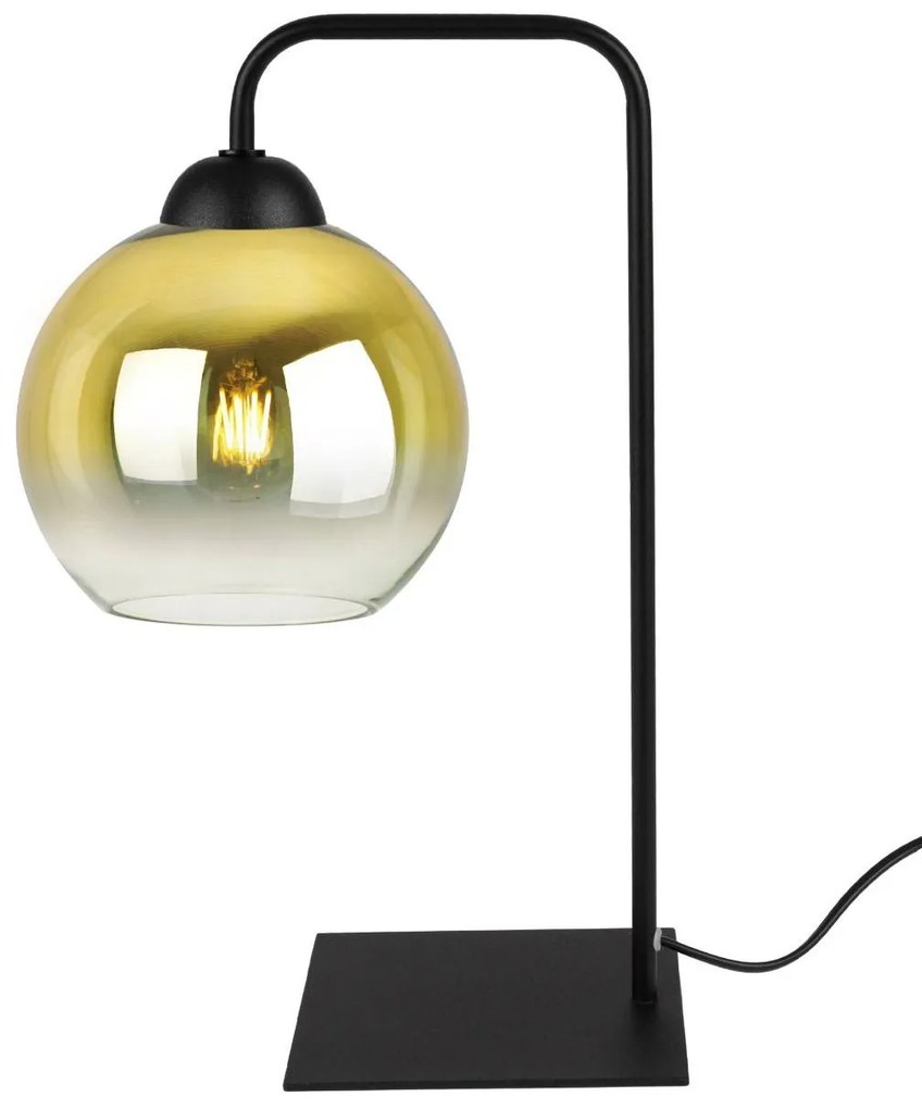 Stolná lampa Bergen Gold, 1x zlaté/transaprentné sklenené tienidlo (fi 15cm)