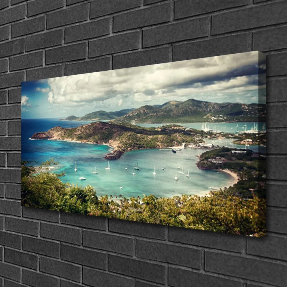 Obraz Canvas Záliv loďky krajina 120x60 cm
