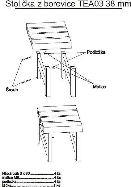 DEOKORK Masívna drevená záhradna stolička TEA 03 hrúbka 38 mm