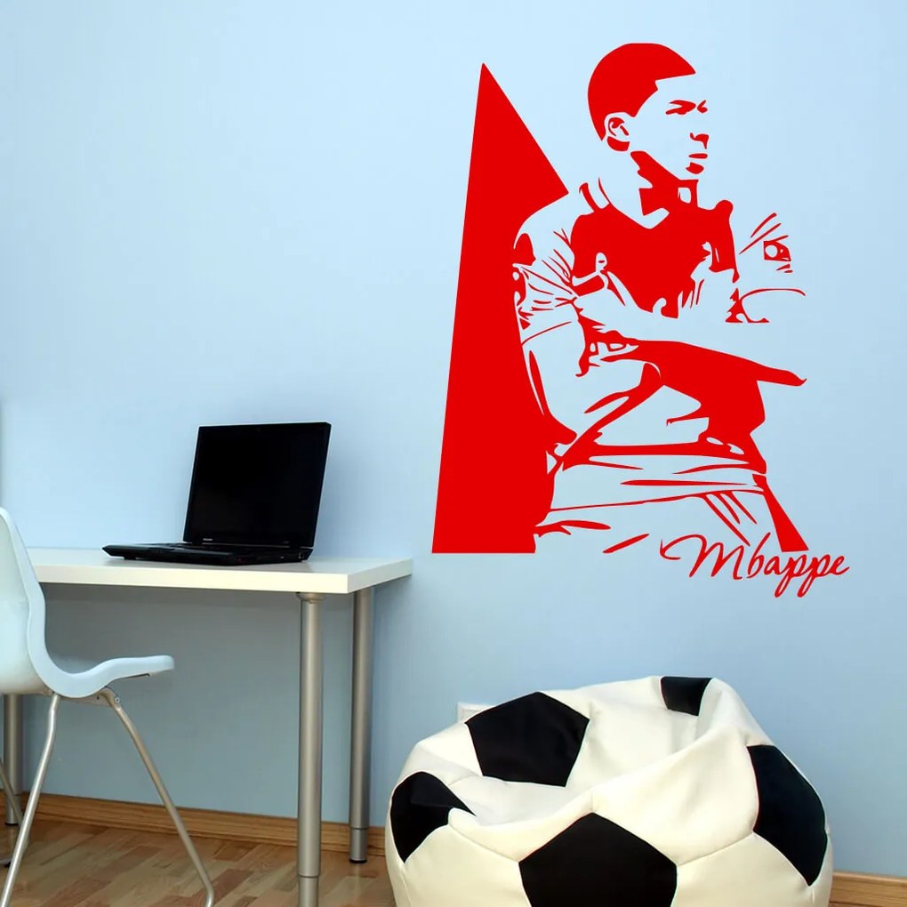 Veselá Stena Samolepka Kylian Mbappé Farba: oranžová, Veľkosť: 40 x 30 cm